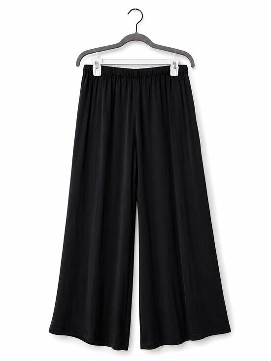 Other Pants - Women’s Black Satin Wide Leg Pants 2X Elastic Waist Pull On Palazzo NWT